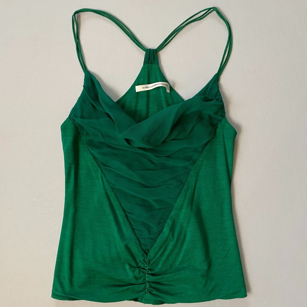 Diane Von Furstenberg Emerald Green Racerback Cami Top Size Small DVF